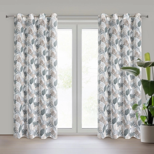 Záves 140x250 cm etamínový bielo-hnedý na kovové krúžky AMELA