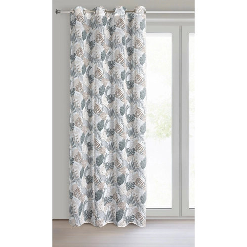 Záves 140x250 cm etamínový bielo-hnedý na kovové krúžky AMELA