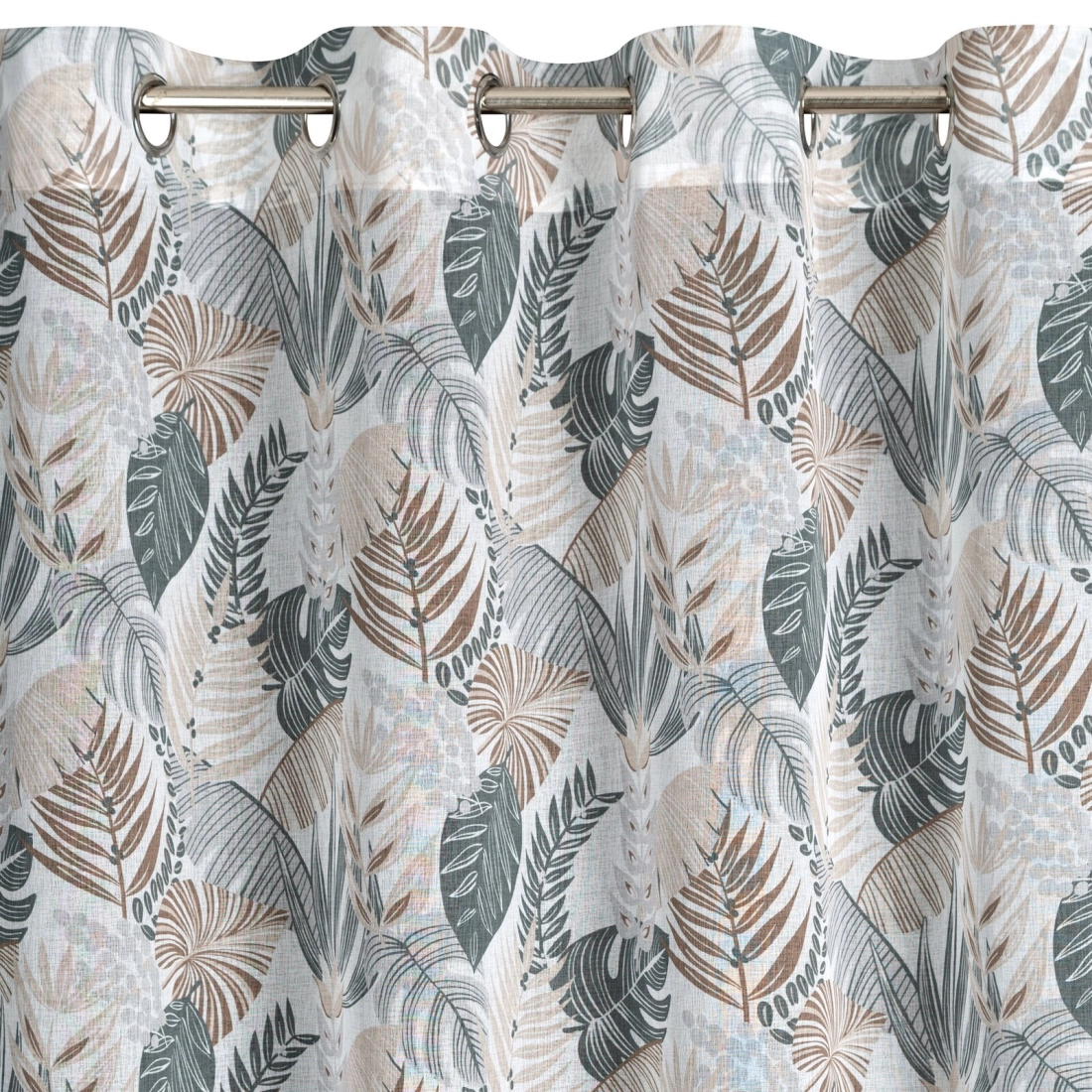 Záves 140x250 cm etamínový bielo-hnedý na kovové krúžky AMELA