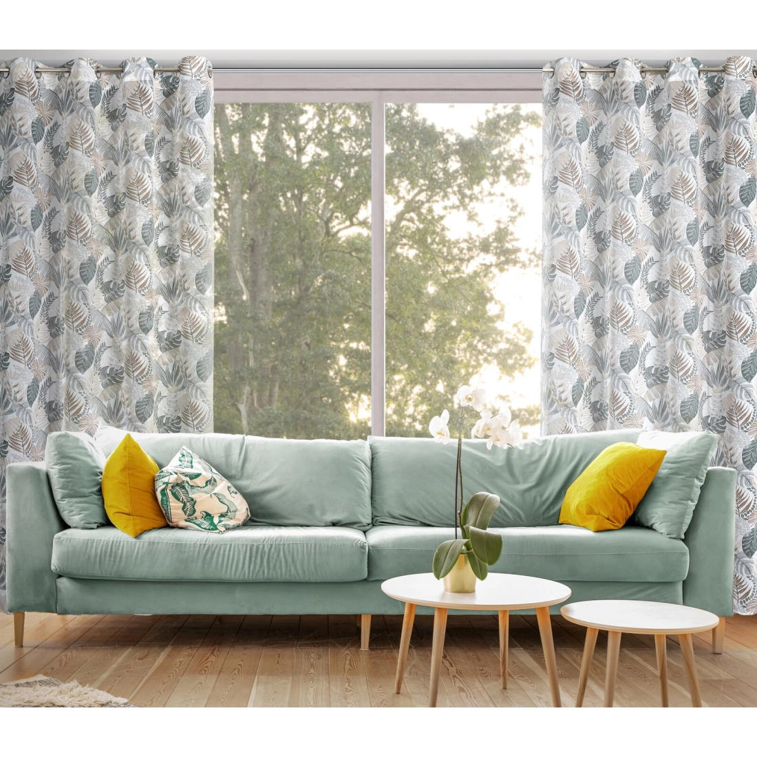 Záves 140x250 cm etamínový bielo-hnedý na kovové krúžky AMELA