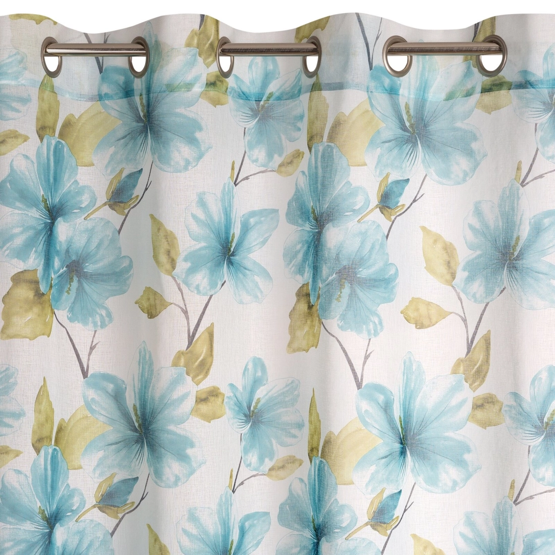 Závěs 140 × 250 cm etaminový bílo-modrý na kovových kroužcích SOFIA