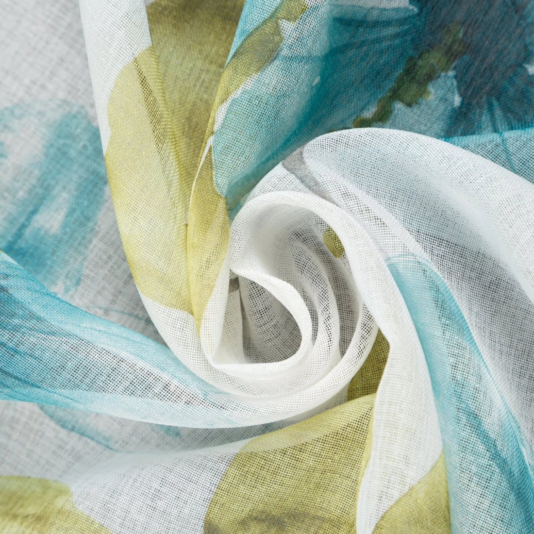 Závěs 140 × 250 cm etaminový bílo-modrý na kovových kroužcích SOFIA