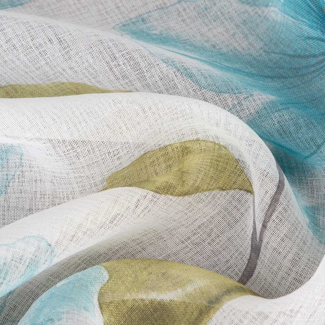 Závěs 140 × 250 cm etaminový bílo-modrý na kovových kroužcích SOFIA