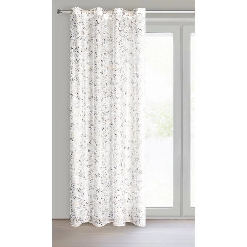 Záves 140x250 cm etamínový bielo sivý na kovové krúžky TERRY