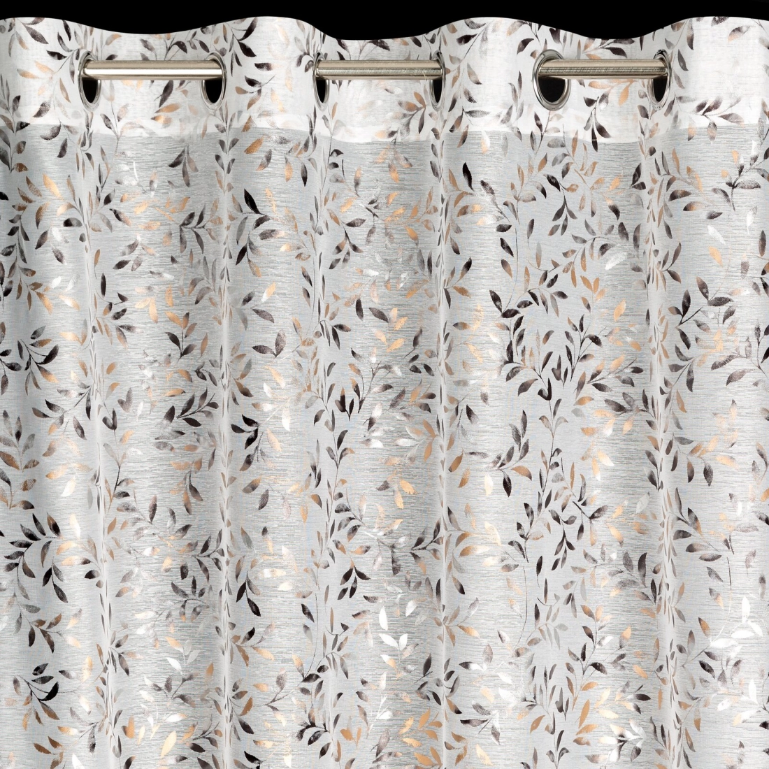 Záves 140x250 cm etamínový bielo sivý na kovové krúžky TERRY