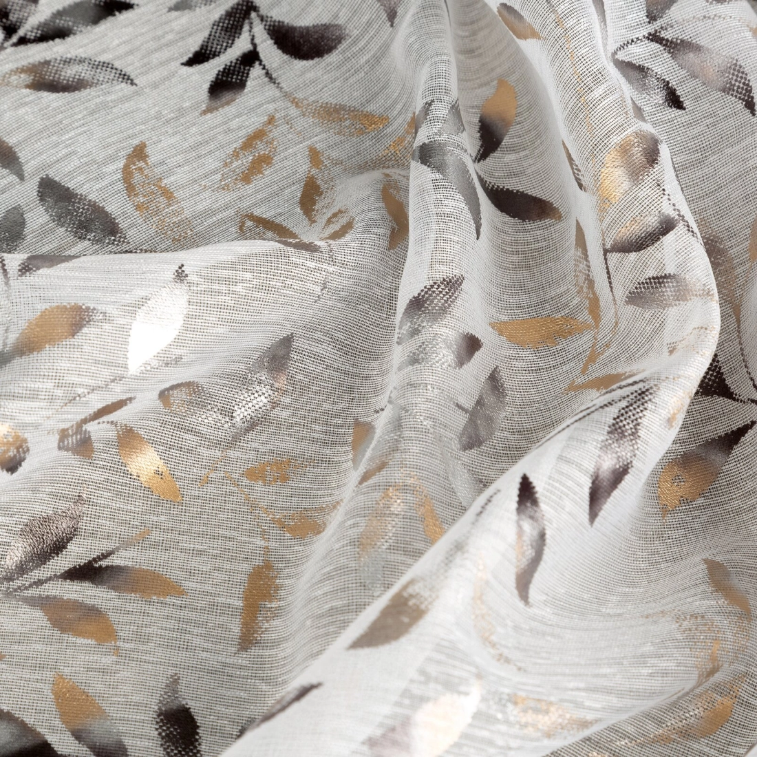 Záves 140x250 cm etamínový bielo sivý na kovové krúžky TERRY