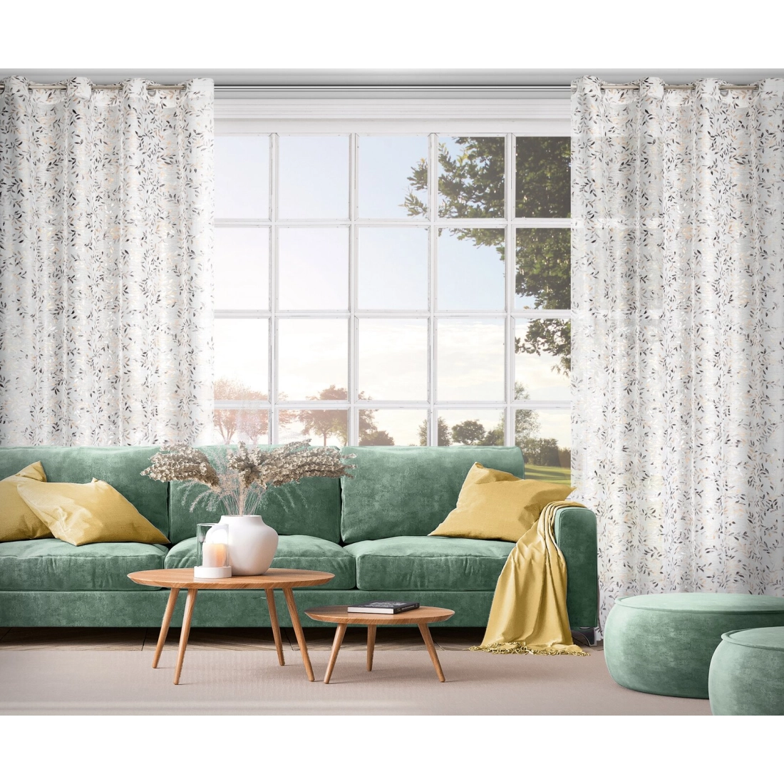 Záves 140x250 cm etamínový bielo sivý na kovové krúžky TERRY