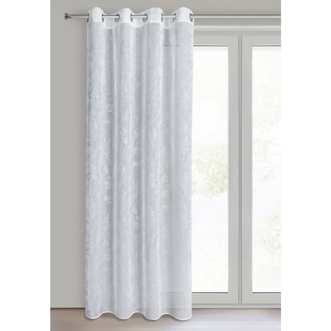 Záves 140x250 cm etamínový bielo striebristý na kovové krúžky JUNI