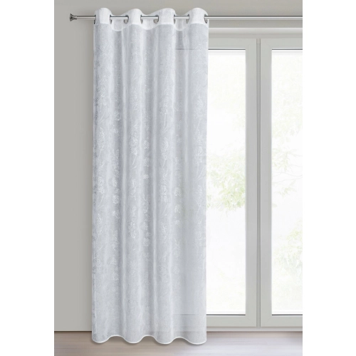 Záves 140x250 cm etamínový bielo striebristý na kovové krúžky JUNI