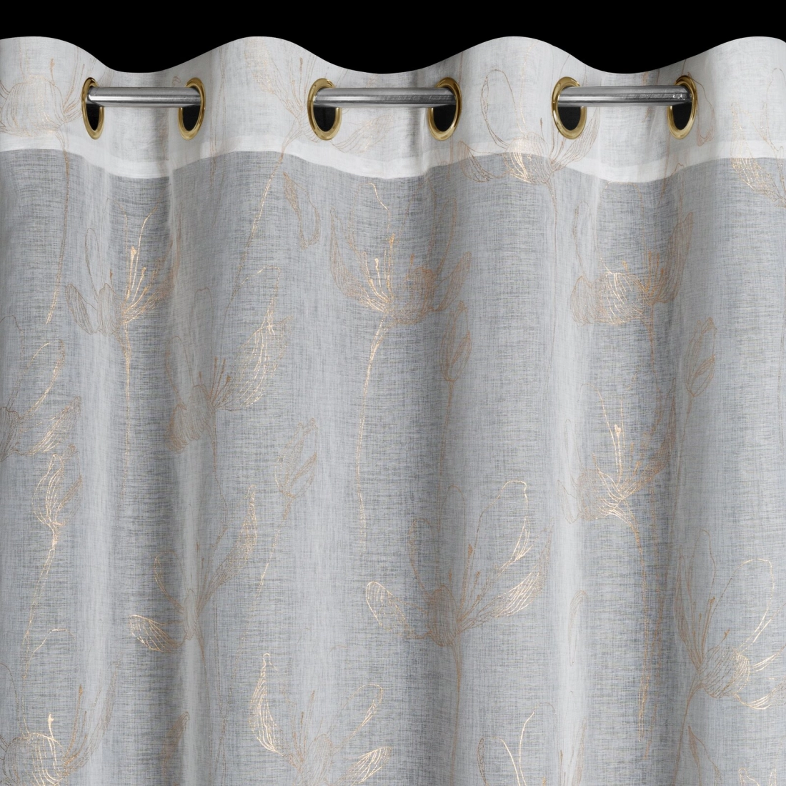 Záves 140x250 cm etaminový bielo zlatý na kovové krúžky Amalia