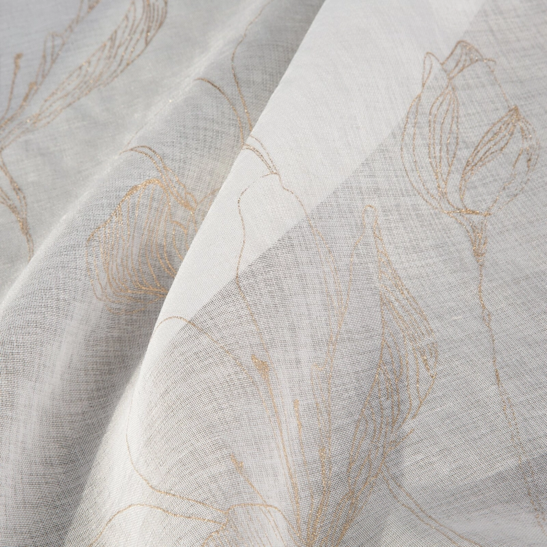 Záves 140x250 cm etaminový bielo zlatý na kovové krúžky Amalia