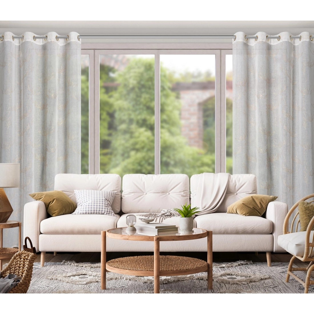 Záves 140x250 cm etaminový bielo zlatý na kovové krúžky Amalia