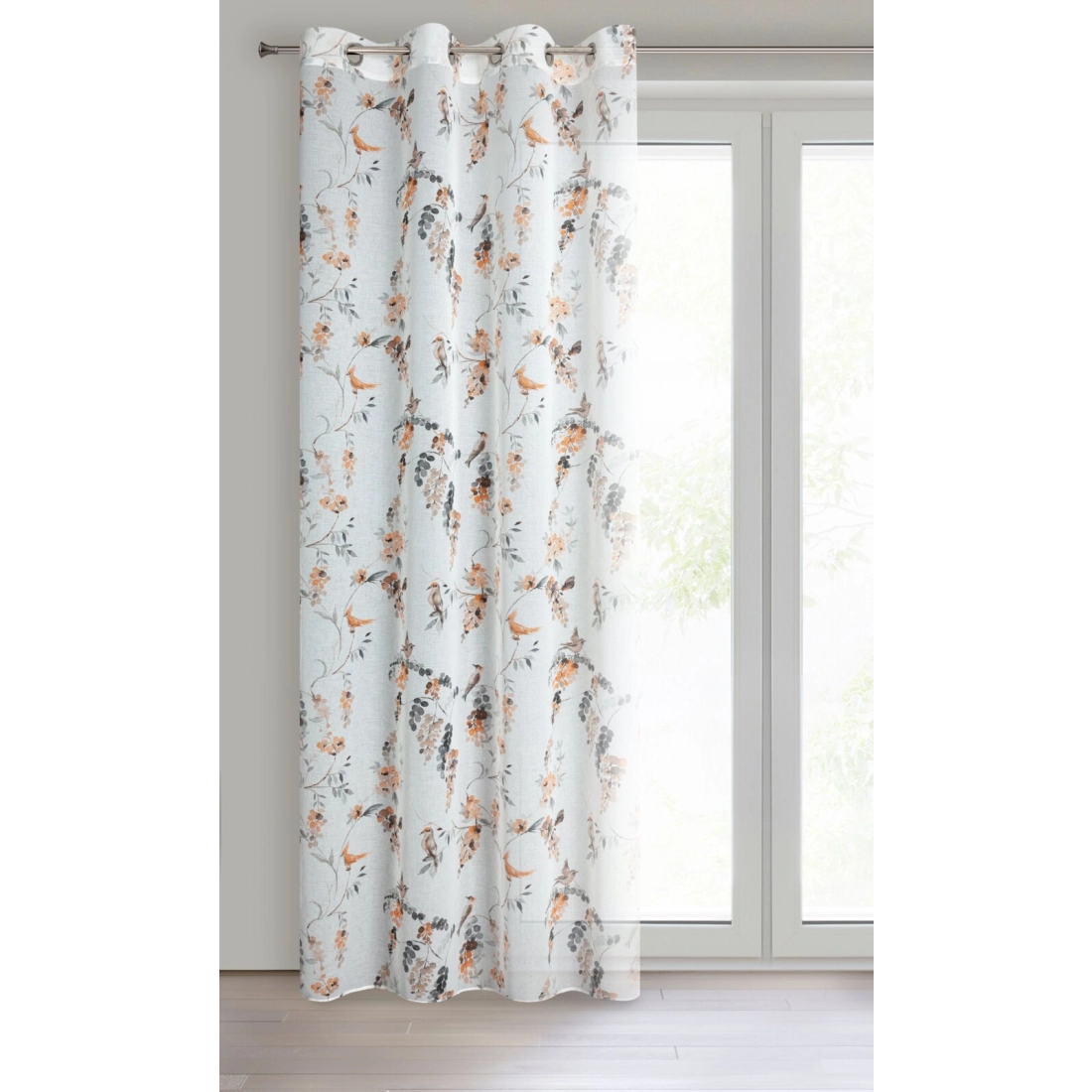 Záves 140x250 cm etamínový biely, pomarančový na kovové krúžky RIKI