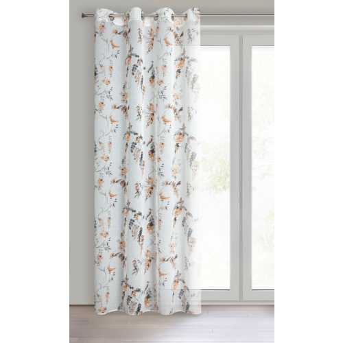 Záves 140x250 cm etamínový biely, pomarančový na kovové krúžky RIKI