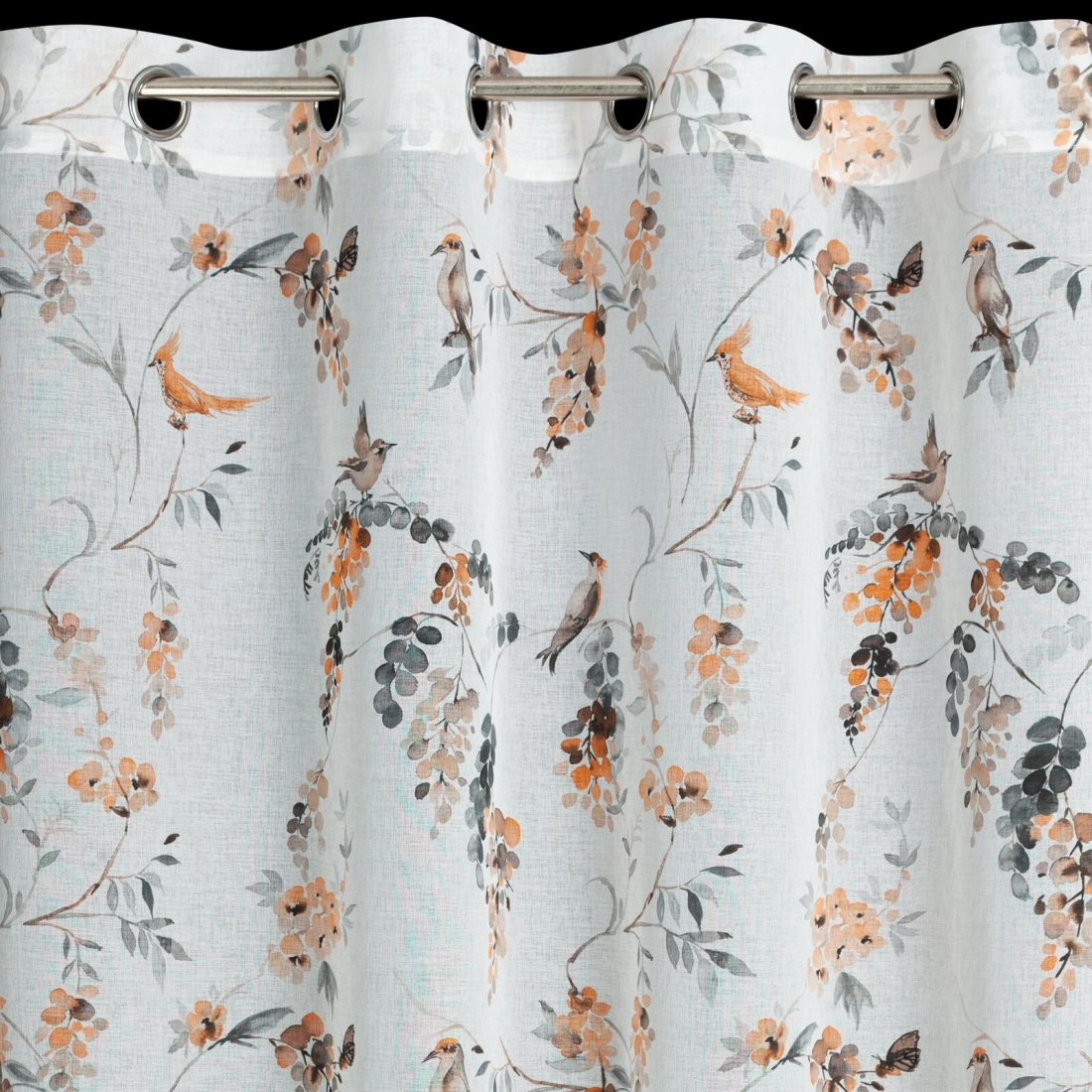 Záves 140x250 cm etamínový biely, pomarančový na kovové krúžky RIKI