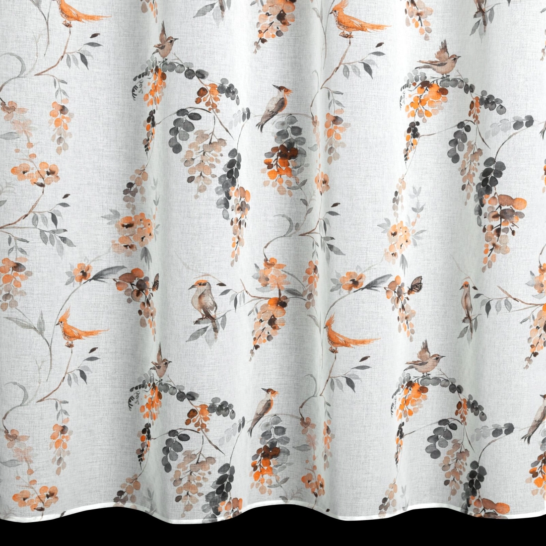 Záves 140x250 cm etamínový biely, pomarančový na kovové krúžky RIKI