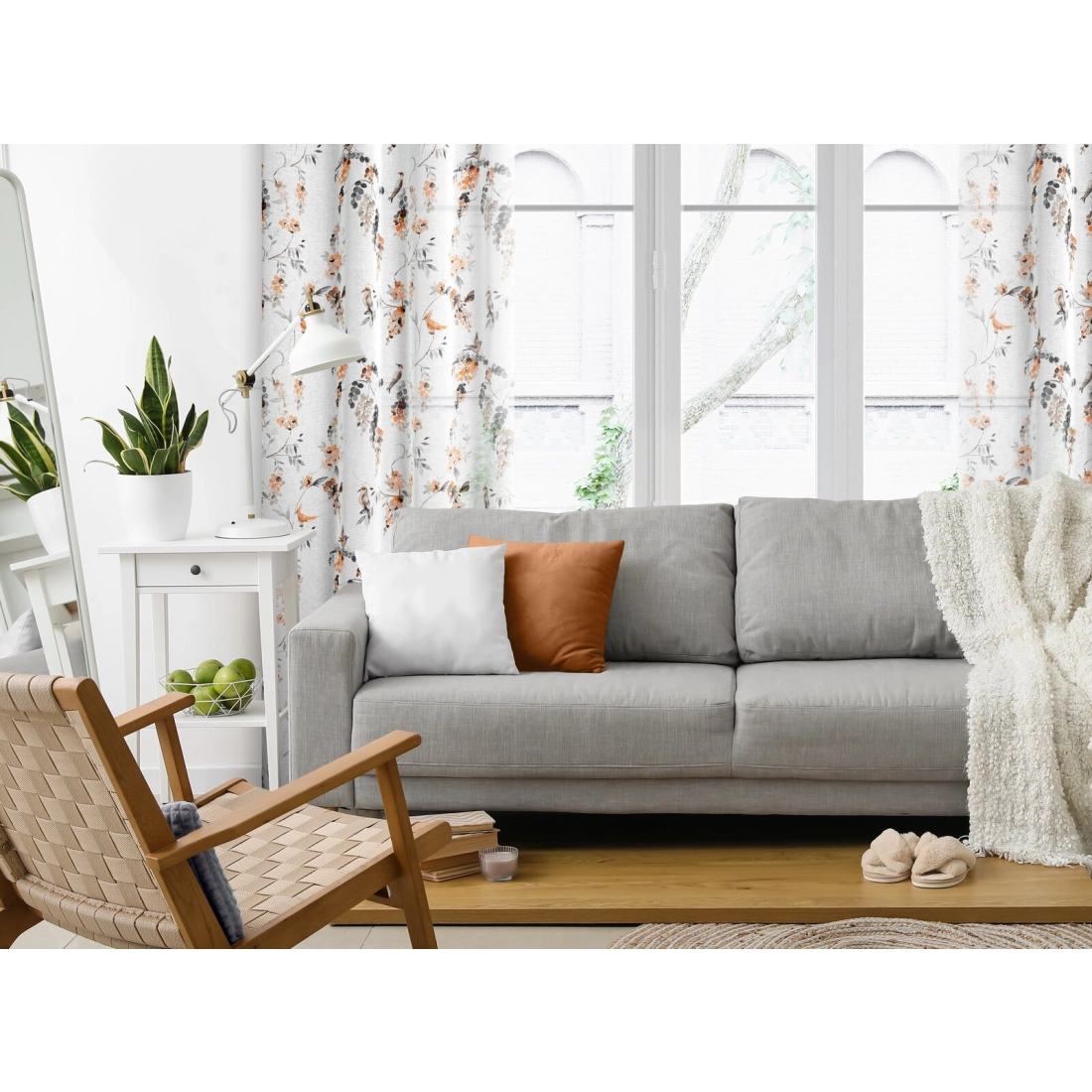 Záves 140x250 cm etamínový biely, pomarančový na kovové krúžky RIKI