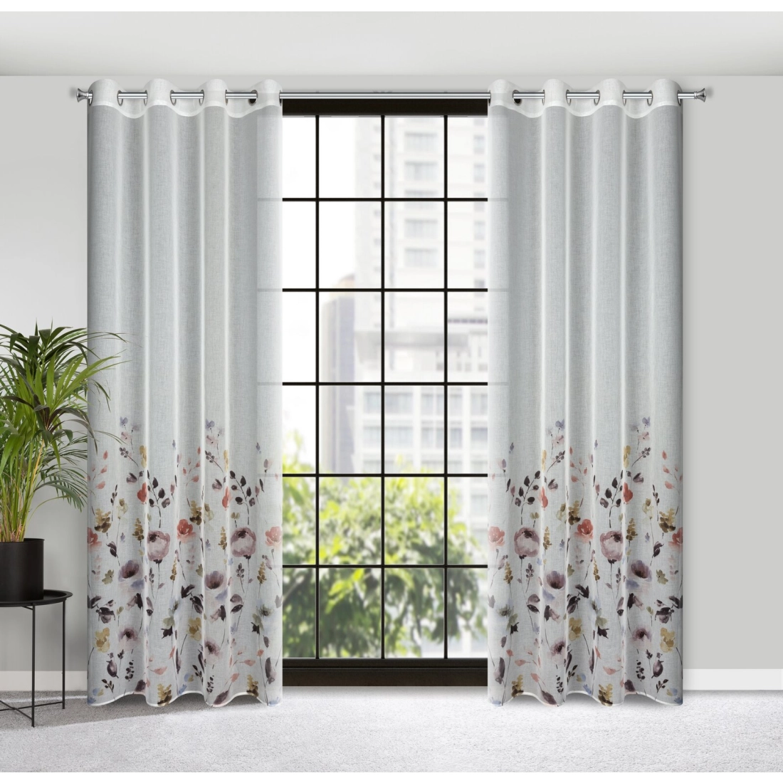 Záves 140x250 cm etamínový biely púdrový na kovové krúžky LAVIN