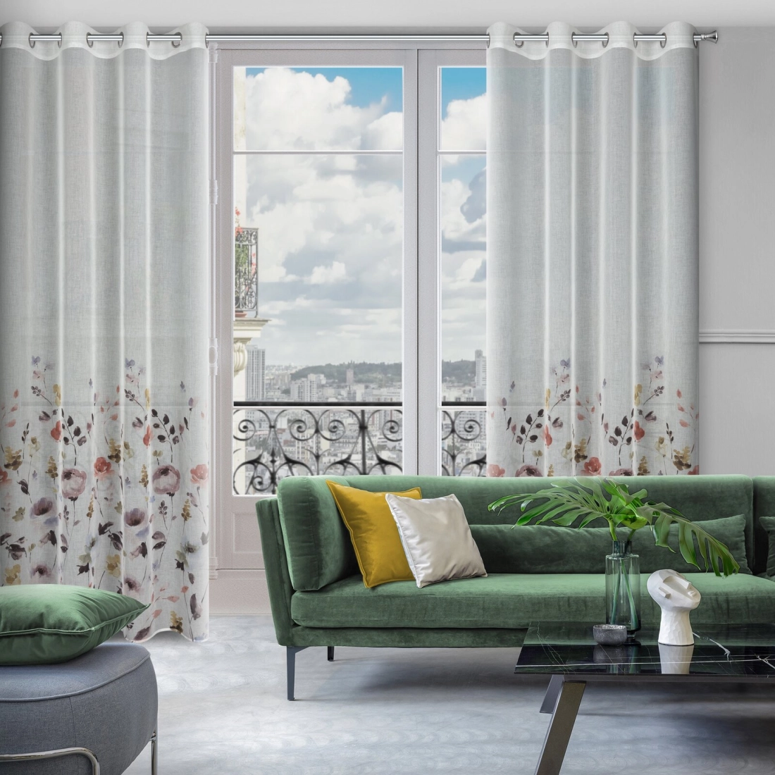 Záves 140x250 cm etamínový biely púdrový na kovové krúžky LAVIN