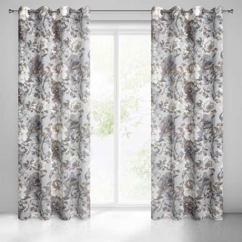 Záves 140x250 cm etamínový popolavosivý, biely na kovové krúžky SANDRA