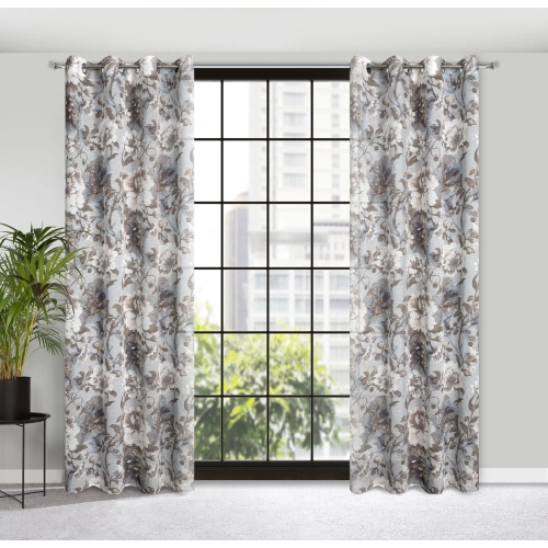 Záves 140x250 cm etamínový popolavosivý, biely na kovové krúžky SANDRA