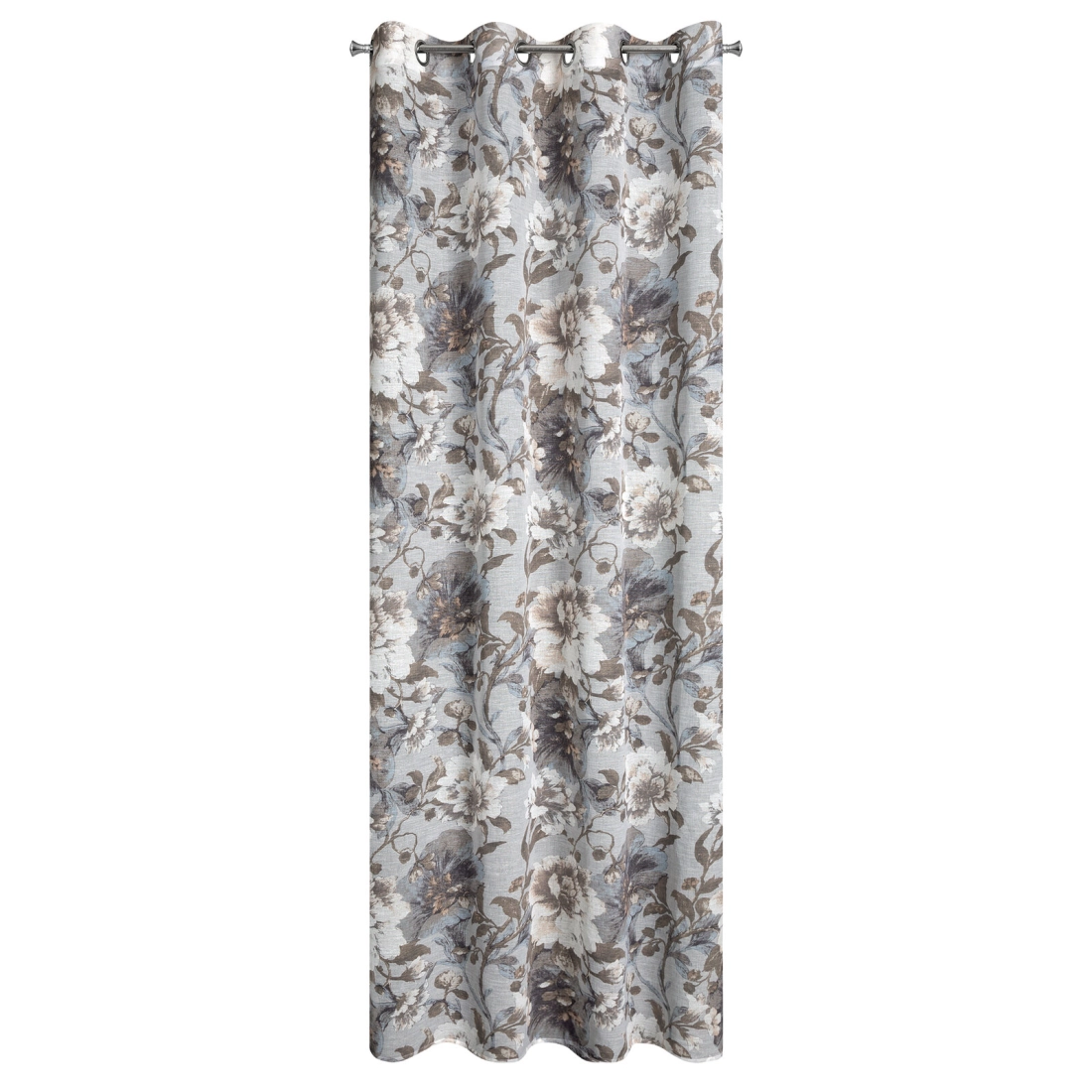 Závěs 140 x 250 cm etaminový popelavě šedý, bílý na kovových kroužcích SANDRA