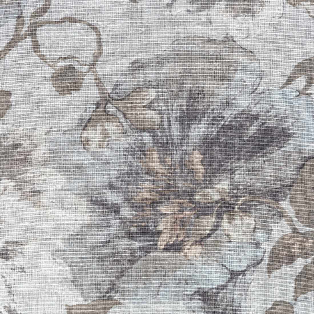 Závěs 140 x 250 cm etaminový popelavě šedý, bílý na kovových kroužcích SANDRA