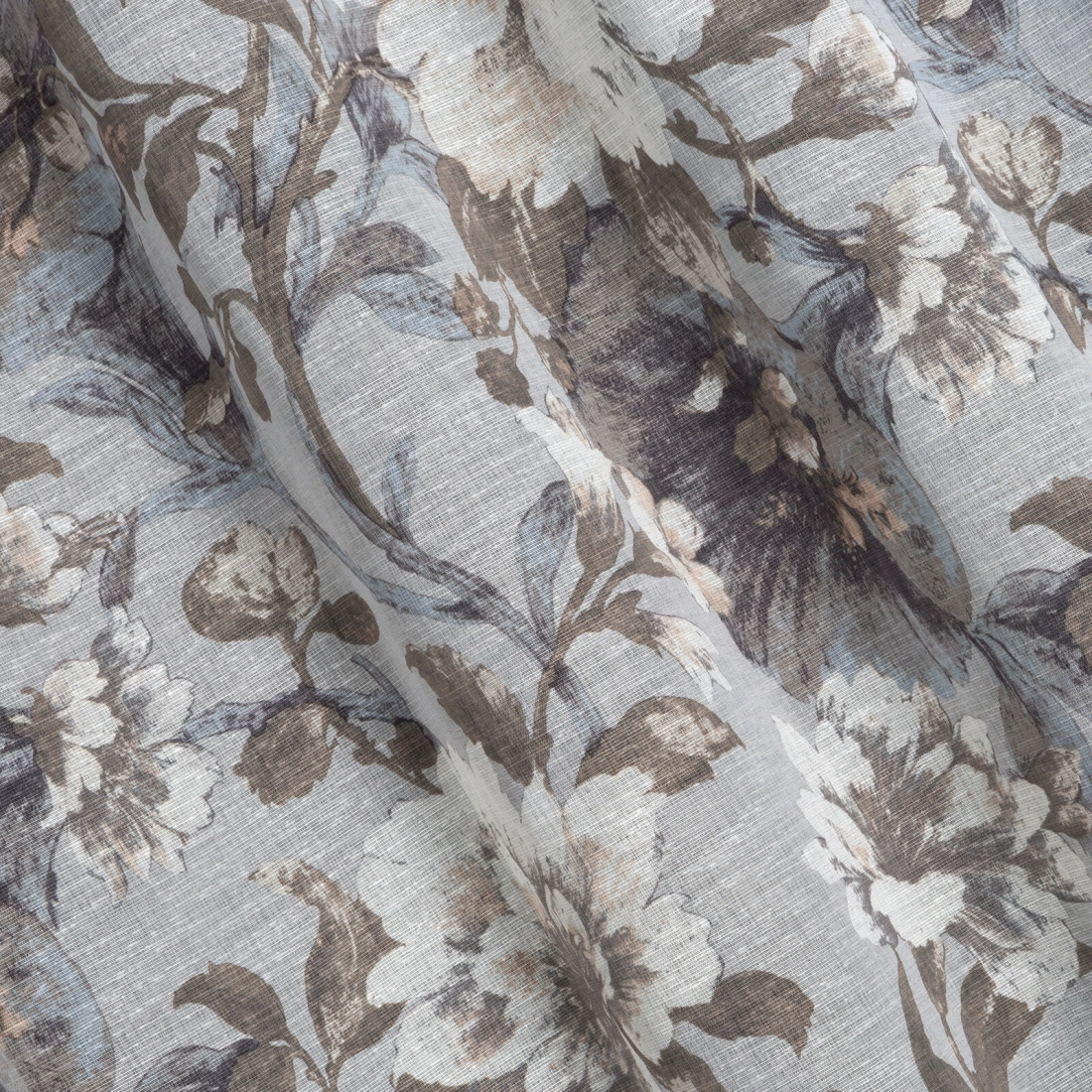 Závěs 140 x 250 cm etaminový popelavě šedý, bílý na kovových kroužcích SANDRA