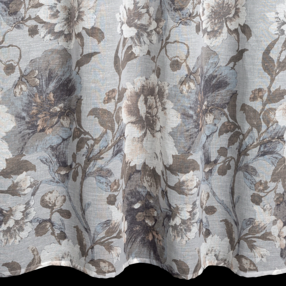 Závěs 140 x 250 cm etaminový popelavě šedý, bílý na kovových kroužcích SANDRA