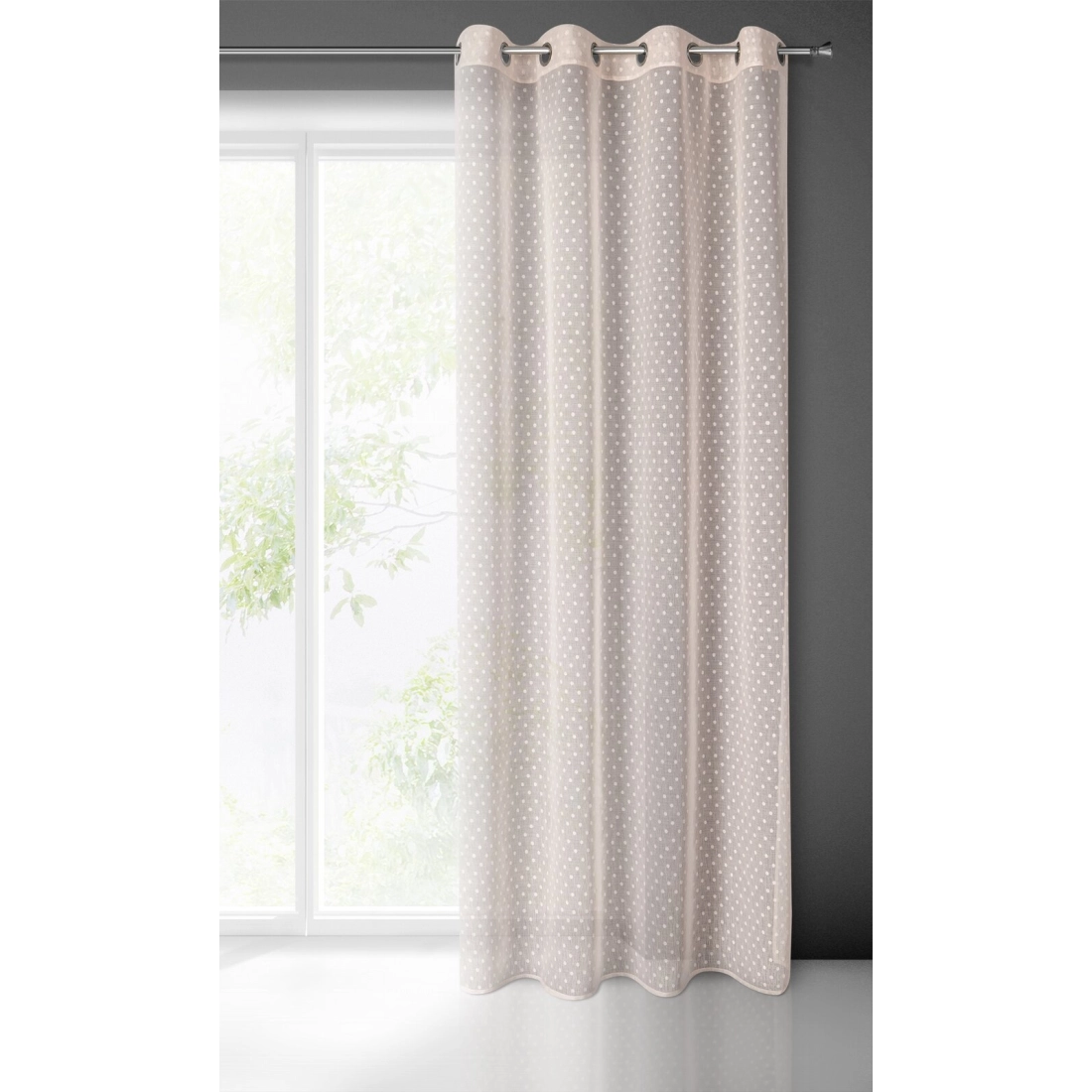 Záves 140x250 cm etamínový ružový bodkovaný na kovové krúžky HANIA