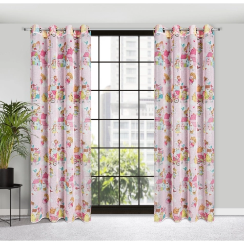 Záves 140x250 cm etamínový ružový, žltý na kovové krúžky POLLY