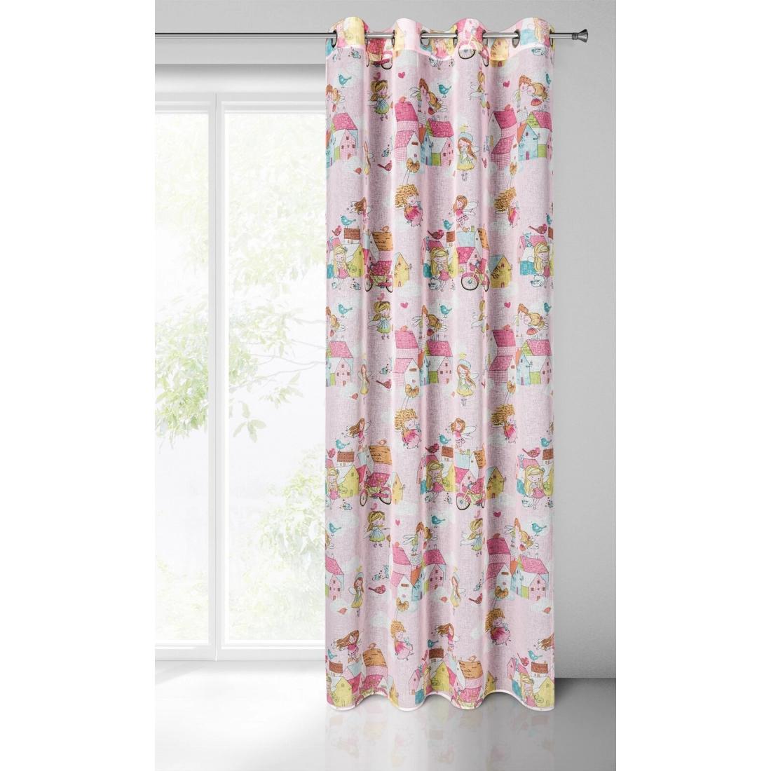 Záves 140x250 cm etamínový ružový, žltý na kovové krúžky POLLY