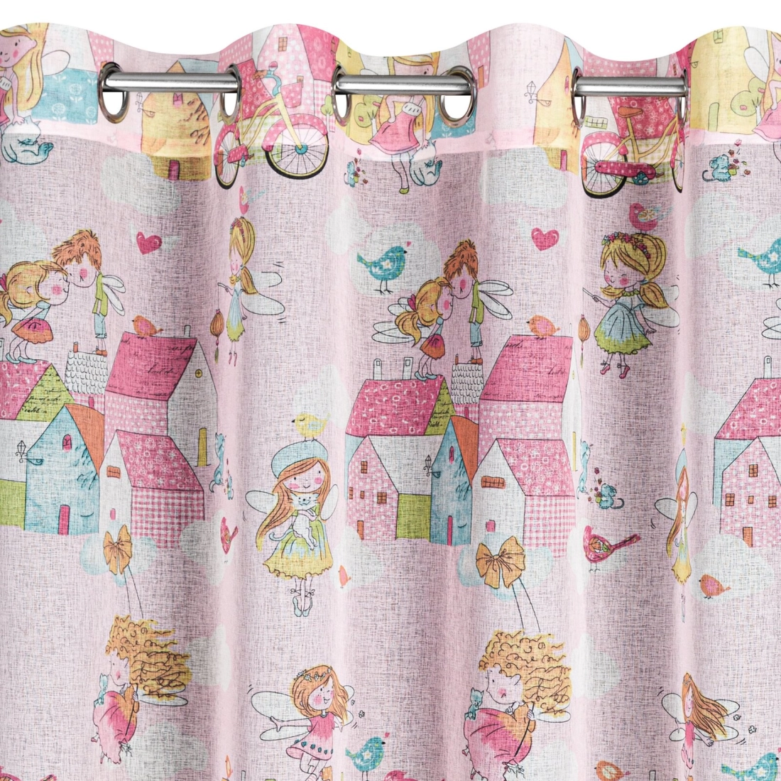 Záves 140x250 cm etamínový ružový, žltý na kovové krúžky POLLY