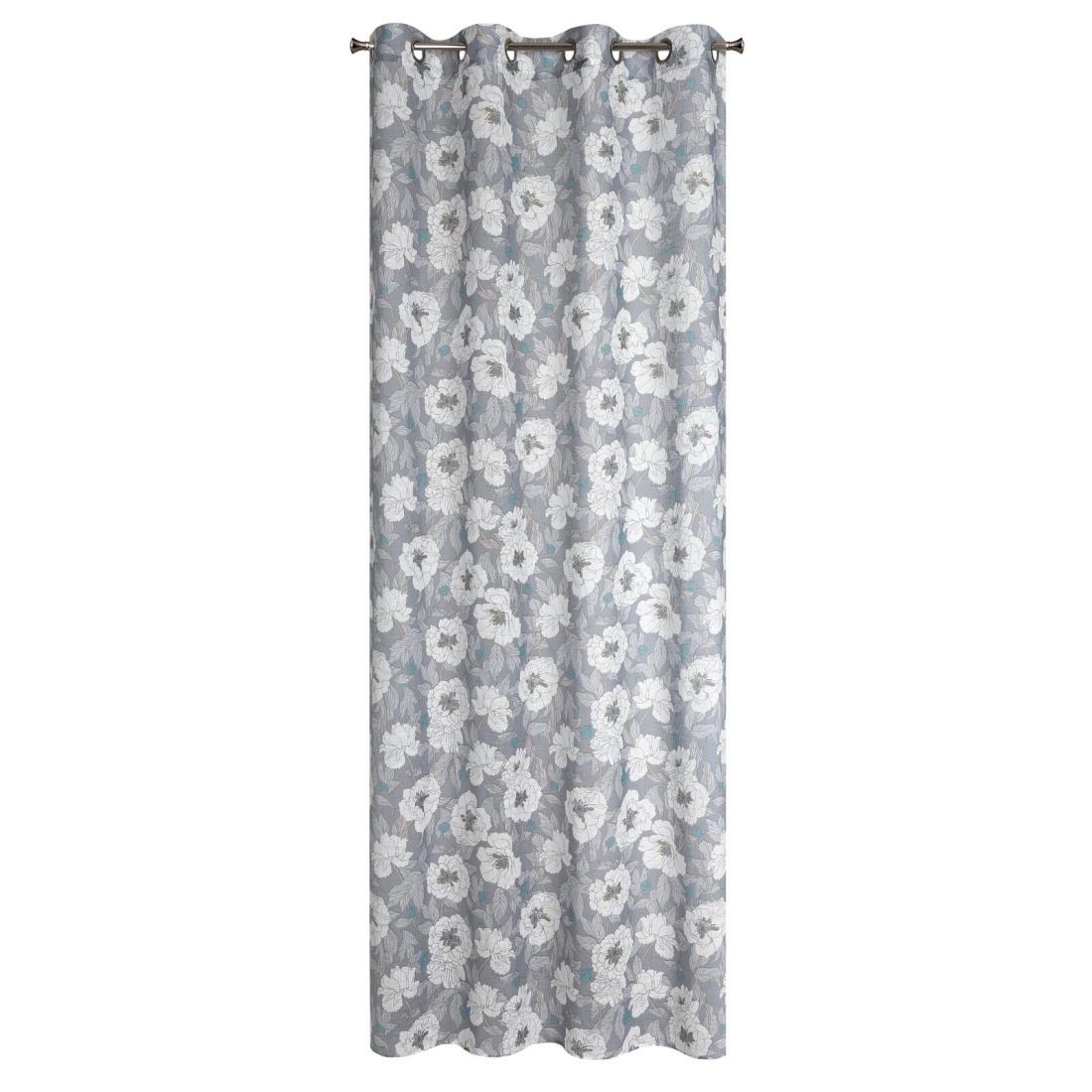 Závěs 140 x 250 cm, etamínový, šedý a bílý, na kovových kroužcích FABIA