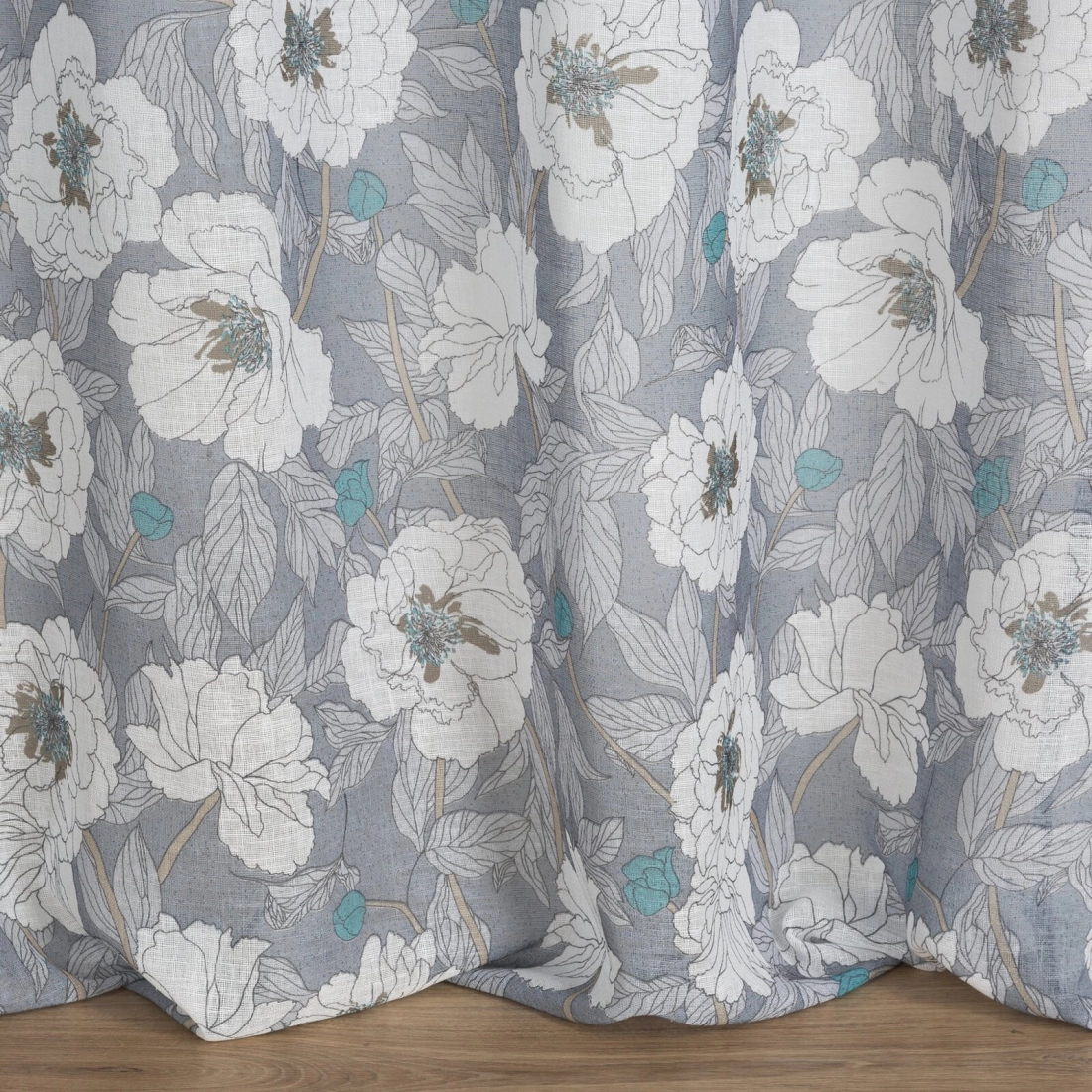 Závěs 140 x 250 cm, etamínový, šedý a bílý, na kovových kroužcích FABIA