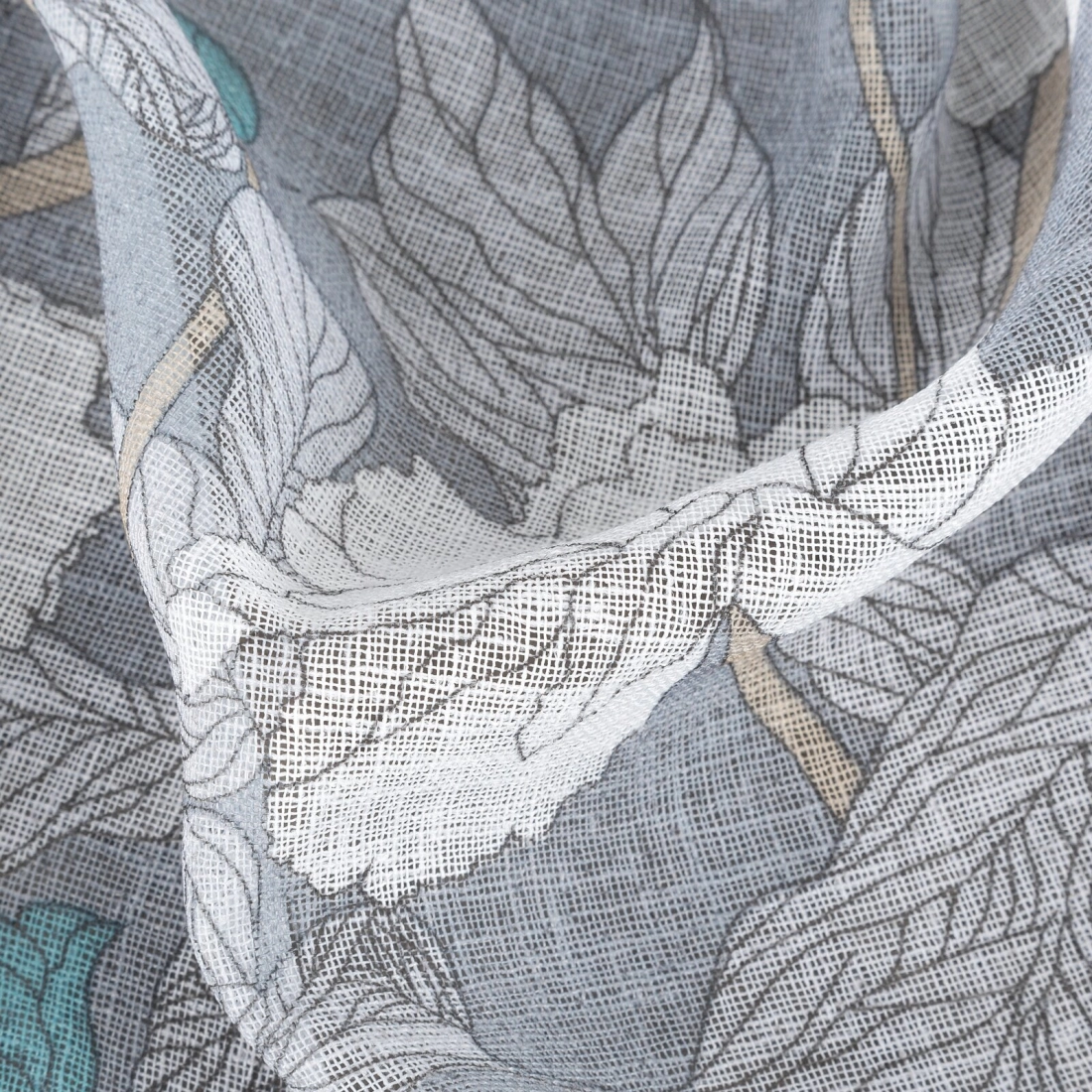 Závěs 140 x 250 cm, etamínový, šedý a bílý, na kovových kroužcích FABIA