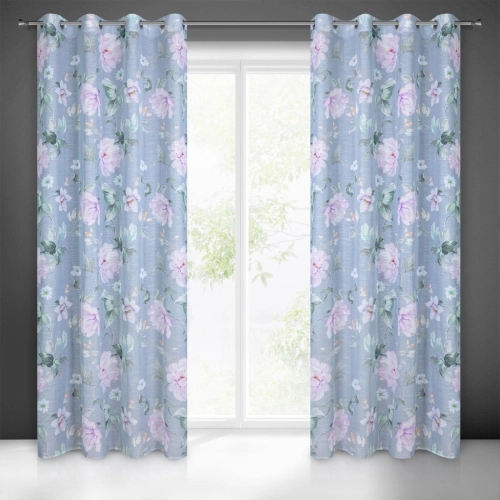 Záves 140x250 cm etamínový sivý fialový na kovové krúžky FLORA