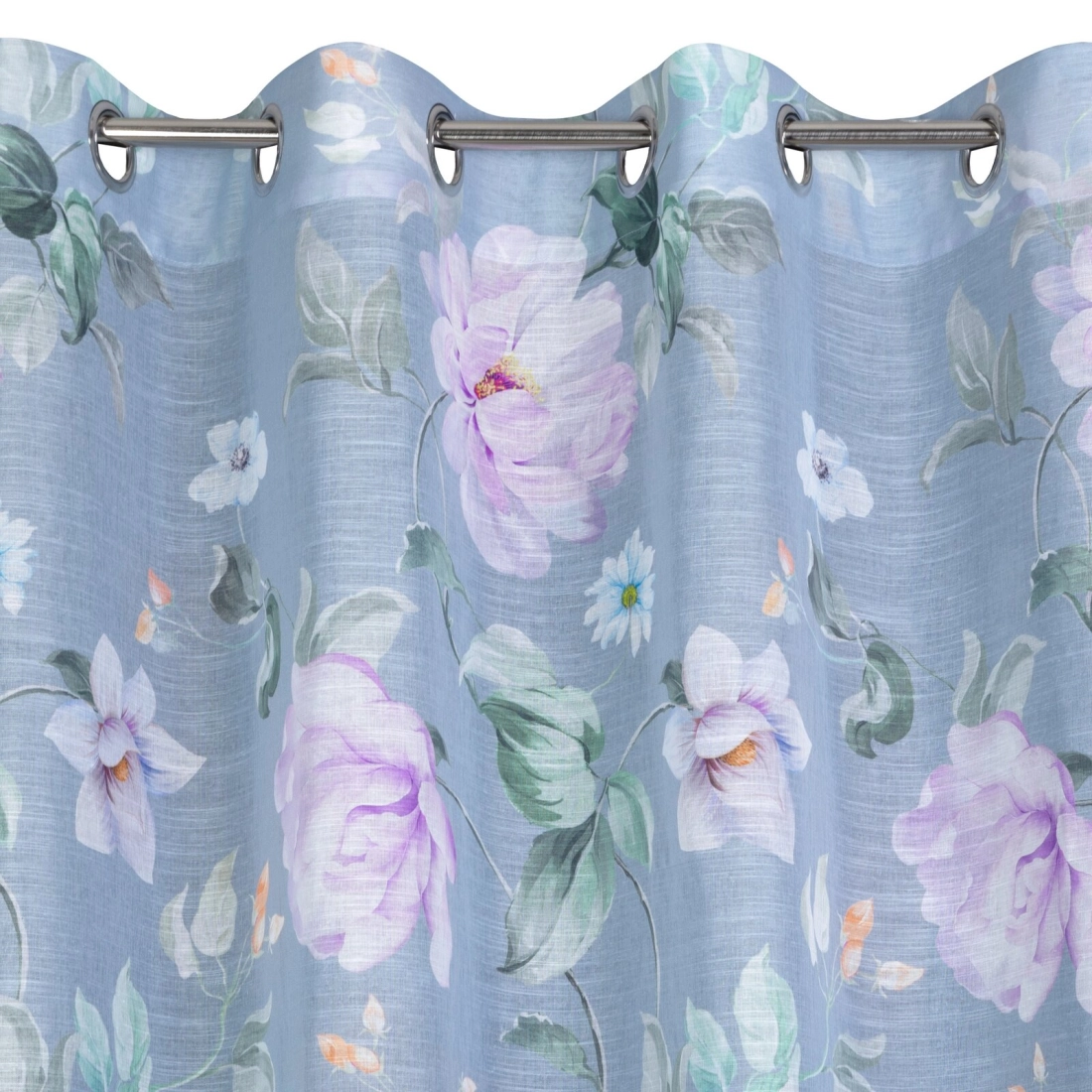 Záves 140x250 cm etamínový sivý fialový na kovové krúžky FLORA