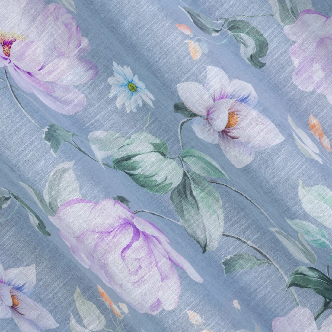 Záves 140x250 cm etamínový sivý fialový na kovové krúžky FLORA