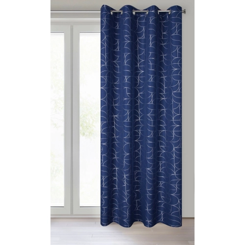 Záves 140x250 cm granátový so striebornou geometrickou potlačou na kovové krúžky EVI