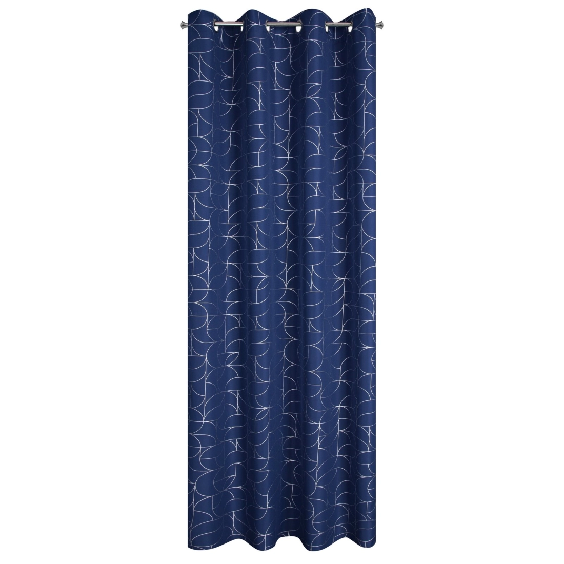 Záves 140x250 cm granátový so striebornou geometrickou potlačou na kovové krúžky EVI