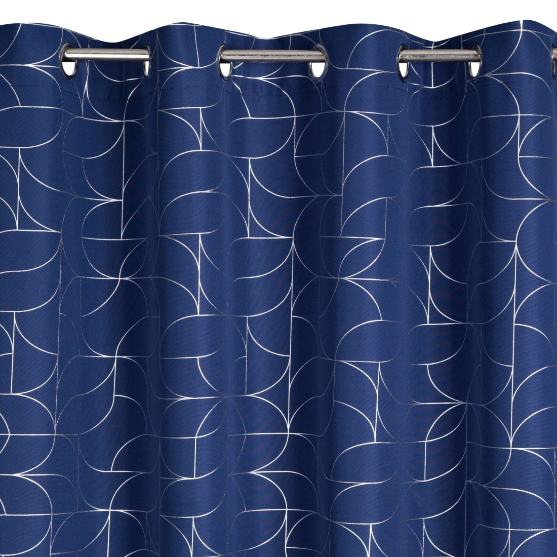 Záves 140x250 cm granátový so striebornou geometrickou potlačou na kovové krúžky EVI