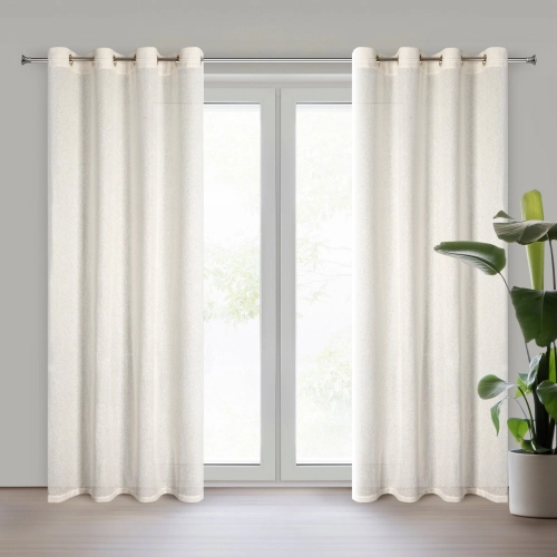 Závěs 140x250 cm krémově zlatý na kovové kroužky ESSI