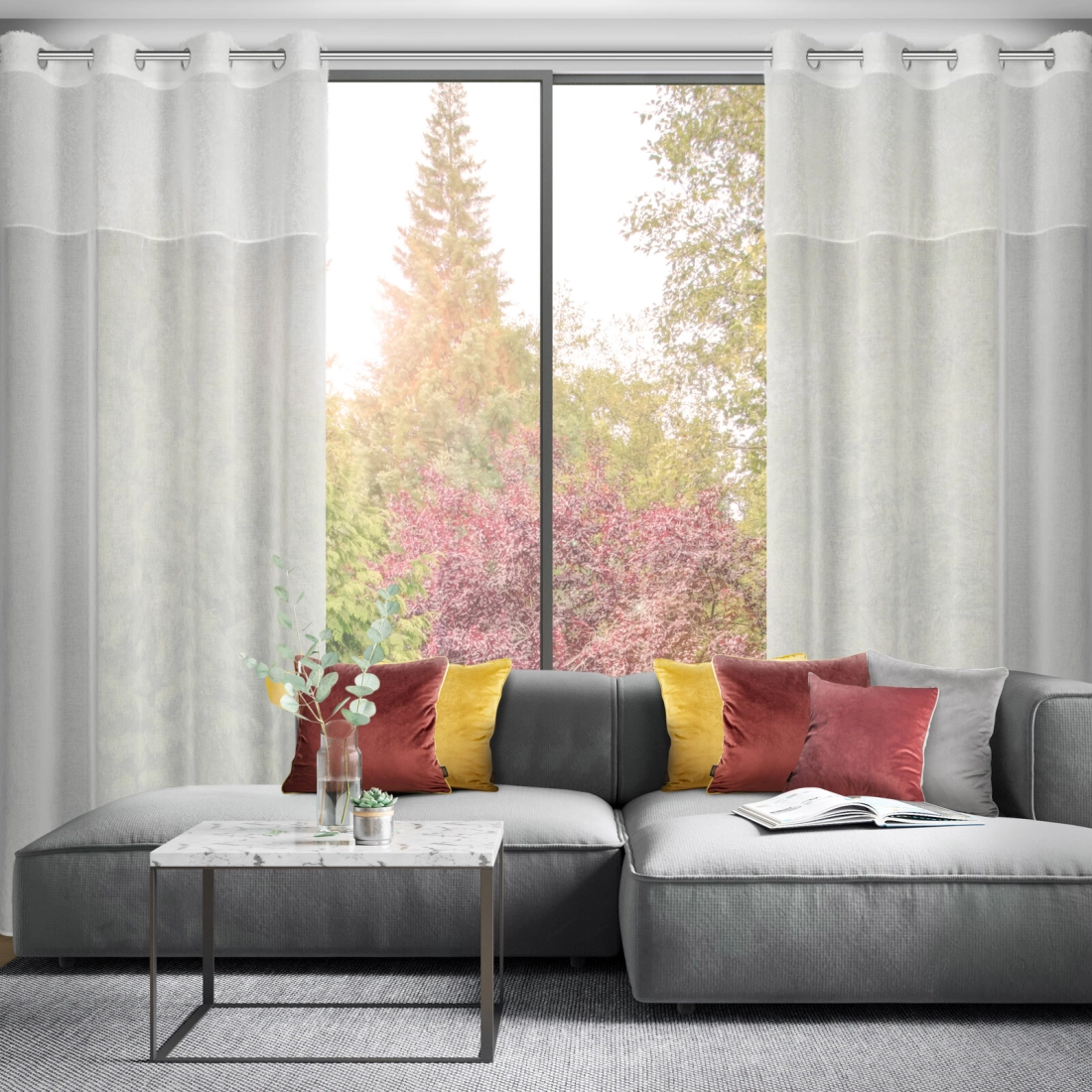 Záves 140x250 cm krémový na kovové krúžky AGIS