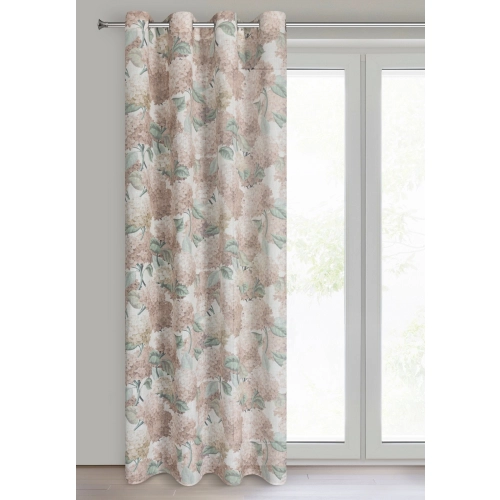 Záves 140x250 cm ľanovo-poliestrový béžový s kvetinovým vzorom na kovové krúžky DEMI