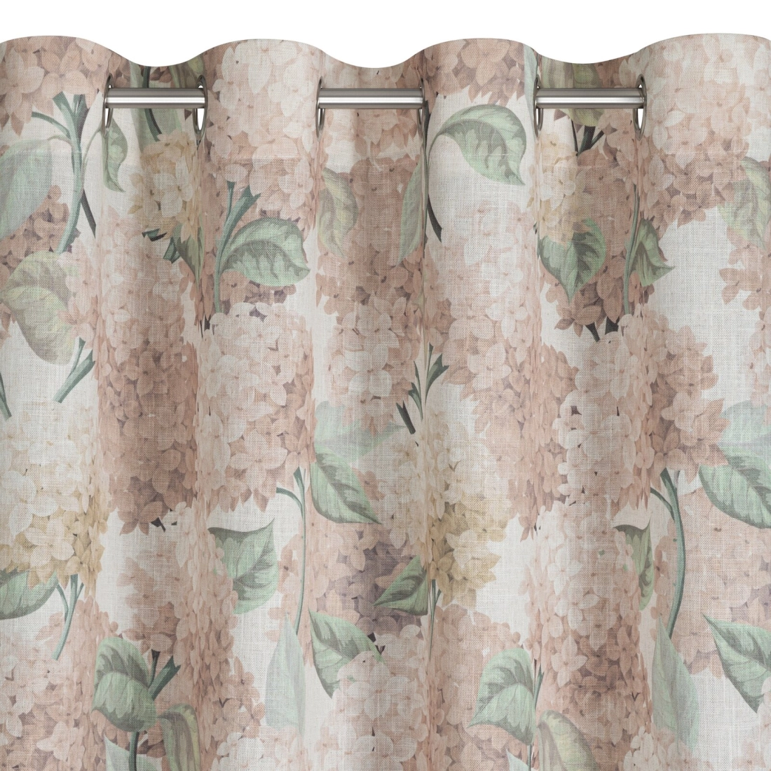 Záves 140x250 cm ľanovo-poliestrový béžový s kvetinovým vzorom na kovové krúžky DEMI