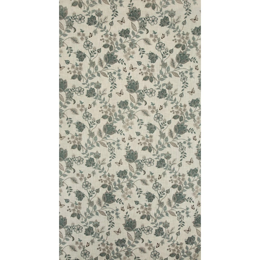 Záves 140x250 cm ľanový prírodný s modrým rastlinným vzorom na kovové krúžky TALI