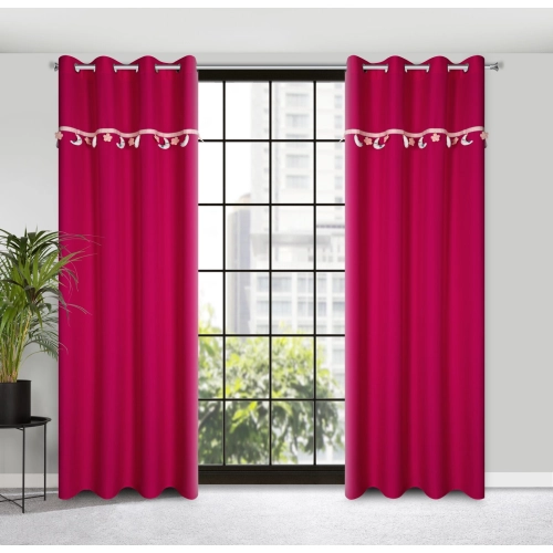 Záves 140x250 cm matný amarantový, púdrovo ružový na kovové krúžky MOON