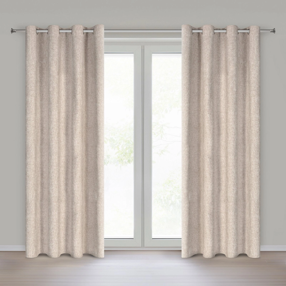 Záves 140x250 cm matný béžový na kovové krúžky ADELINA