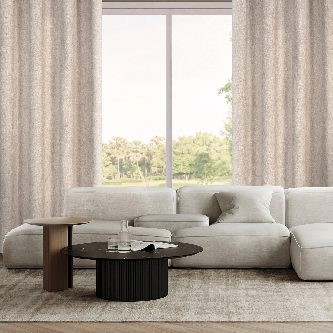 Záves 140x250 cm matný béžový na kovové krúžky ADELINA